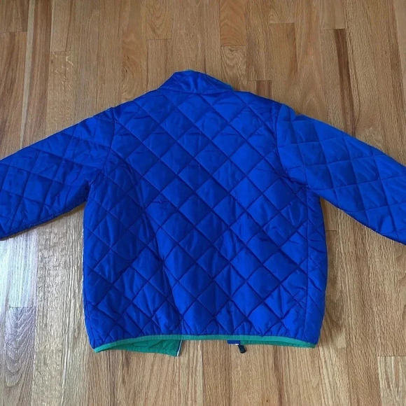 LAND'S END Girl's Sz L (6-7) Thin Quilted Puffer Zip Up Jacket Blue/Green - Picture 5 of 5